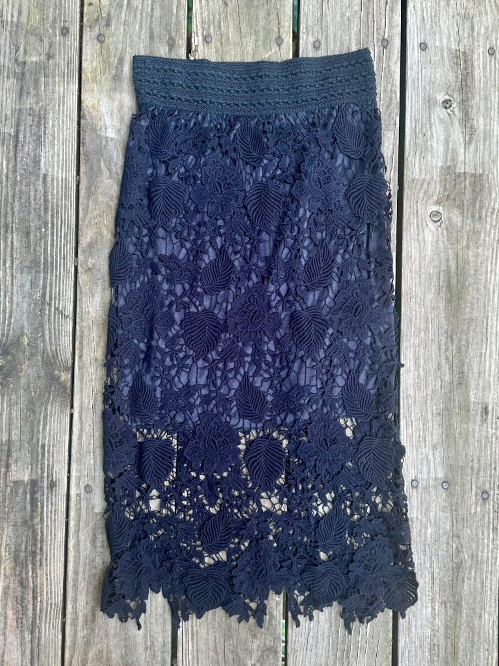 Black crochet long skirt